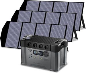 GROUPE ÉLECTROGÈNE ALLPOWERS S2000 Pro Station d'alimentation portable avec 3 panneaux solaires pliables 140W 1500Wh 2400W Batterie générateur solaire