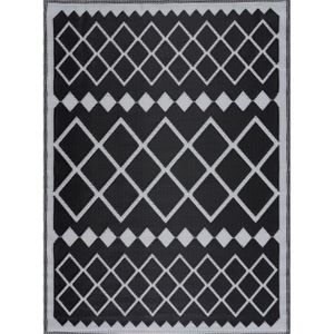 TAPIS NAZAR Tapis d'extérieur résistant aux UV - Noir et blanc - 120 x 160 cm