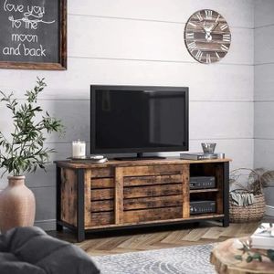 Meuble TV d'angle - BAÏTA - Gamme LYNA - Noir et effet chêne - L 115 x P 55  x H 53,5 cm - Cdiscount Maison