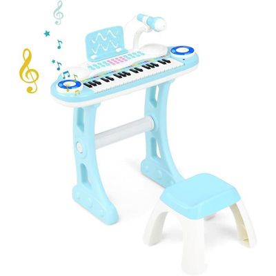 DREAMADE Clavier de Piano Jouet d'Enfants à 37 Touches avec Tabouret Pied Amovible, Microphone Haut-Parleur, pour Enfant 3Ans+, - Instruments de musique