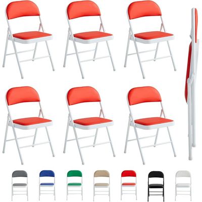 Lot De 4 Chaises Pliantes Rembourrées URBNLIVING - Style Industriel, Cadre Métal Robuste, Sièges Confortables En PVC Noir