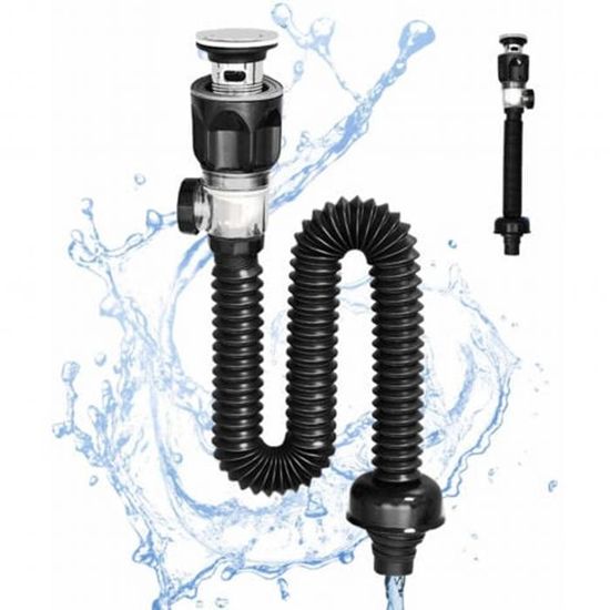 Kit Siphon D'évier ZHYUAN Anti-odeurs - Pour Lavabo Salle De Bain Ou Cuisine, Acier Inoxydable + ABS