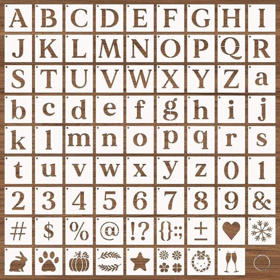 42 Pièces Pochoirs Lettres et Chiffres Réutilisables Pochoir Alphabet 15,2 cm Plastique Pochoir