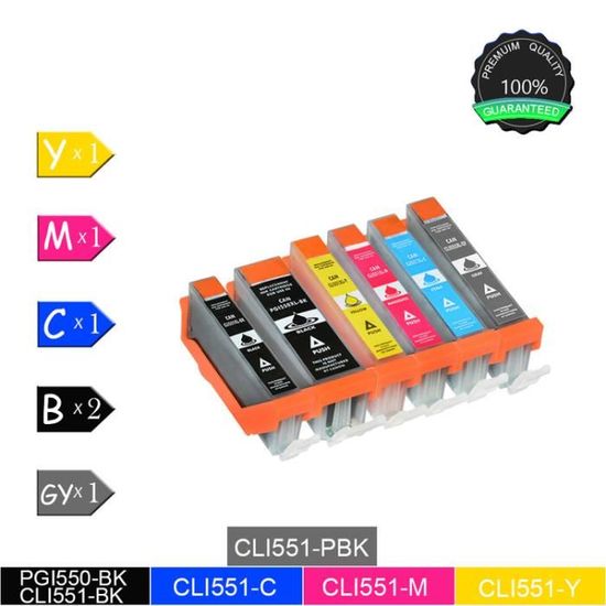 550XL Cartouches d'encre compatibles avec Canon PGI-550 PGBK Noir Pour