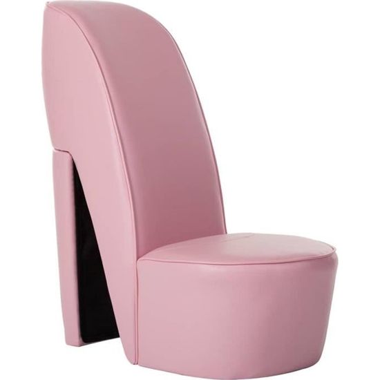 Home® Chaise de Salon Scandinave - Chaise en forme de chaussure à talon Fauteuil Relaxation haut Rose Similicuir 7940
