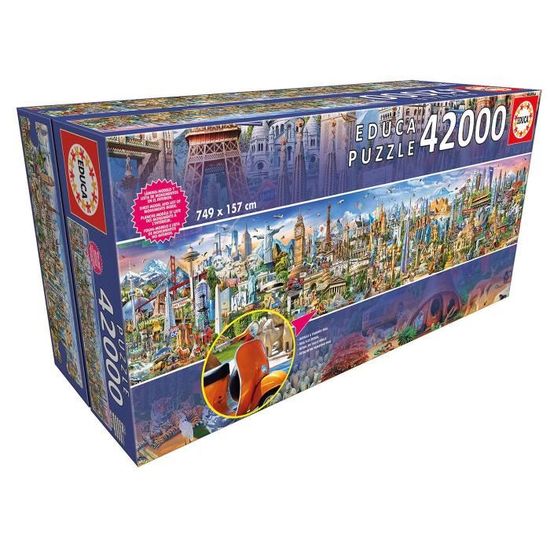 Puzzle 42 000 pièces Le Tour du Monde - Educa - Modèle inclus - Fix Puzzle inclus