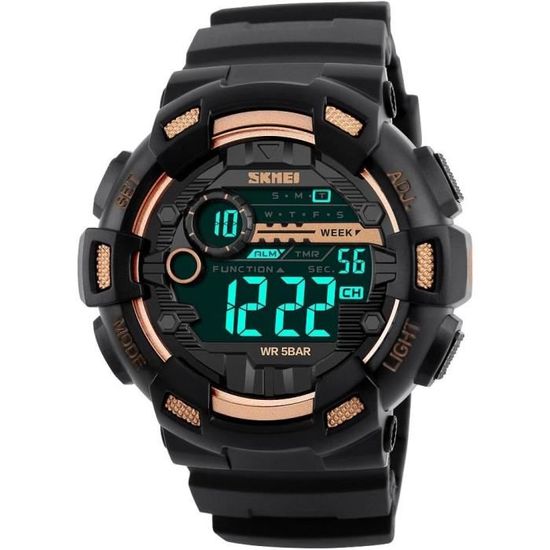 Montre Homme Digitale Militaire Montres Etanche Hommes Sport Grand Cadran Chronomètre Led Montre