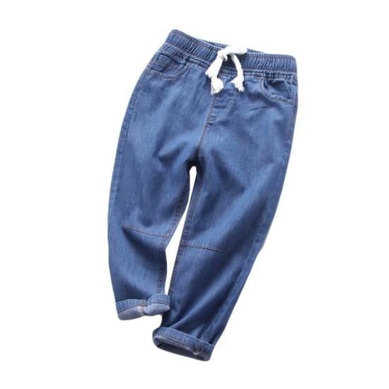 Jeans Baggy Garçon 1-12 Ans - Pantalon Denim Léger Élastique, Style Large Décontracté Pour Été/Vacances