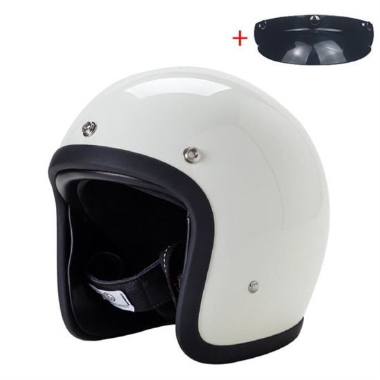 Casque Moto Vintage Profil Bas - Coque Fibre De Verre, Léger, Confortable, Taille 4XL