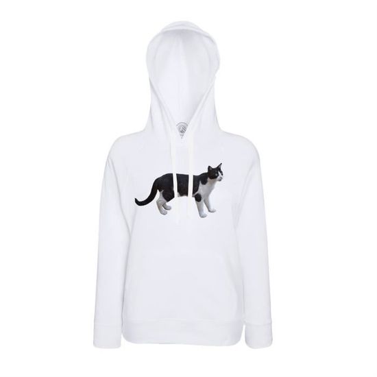 Sweat à Capuche Femme Motif Chat Mignon - Deux Chats Et Un Cœur - Coupe Confort, Poche Kangourou - Plusieurs Coloris - 8