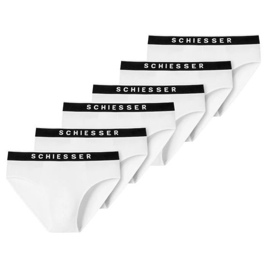 SCHIESSER SLIP POUR Homme Essentiel Slips 3er Paquet Unicolore - Noir