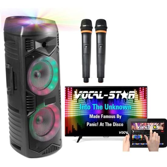 Microphone Karaoké KAMIC-STAR - Haut-parleur Bluetooth et changeur de voix,  Lecteur de micro SD 4 effets sonores - Adulte/Enfant