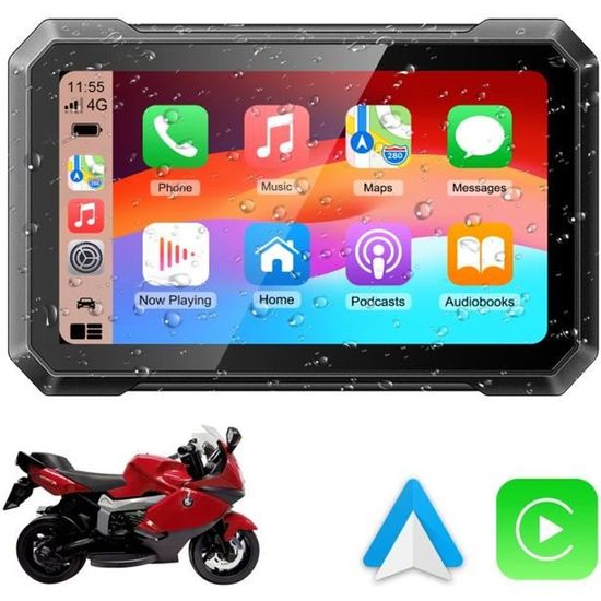 GPS Moto Carplay portable 7 pouces sans fil Apple Carplay Navigation moto Android Auto étanche IPX7 écran 5G WIFI Bluetooth