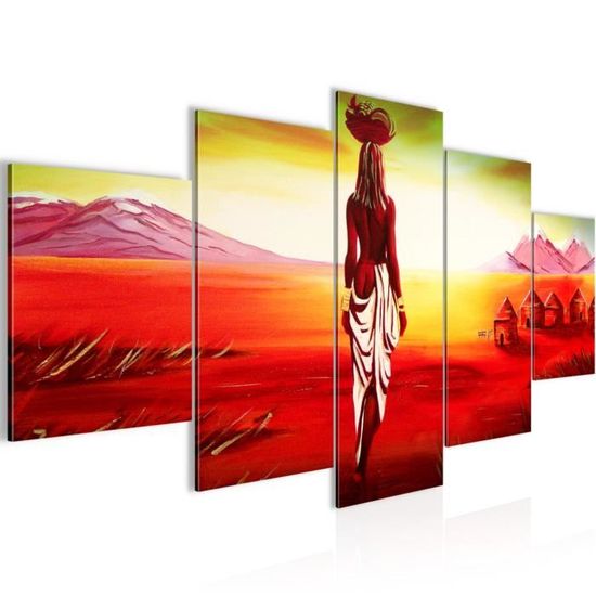 Tableau Toile Grand Format 145 Cm Motif Afrique - Prêt à Accrocher, Impression Numérique
