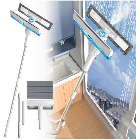 Ehskzjh Vaporisateur Lave Vitre Telescopique Avec Perche Télescopique, 3 In 1 Mouilleur Vitre