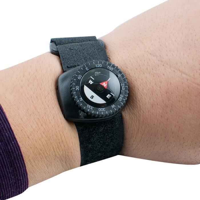 ompass Montre en Boussole bande de montre Kit de Survie plein Camping Voyage Noir
