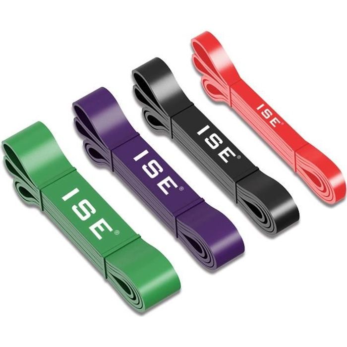 ISE 4 PCS Elastique Bande de Résistance,Bande Latex de Yoga,Bande d'entraînement,Pour Fitness Crossfit Pilates Physical Stretching