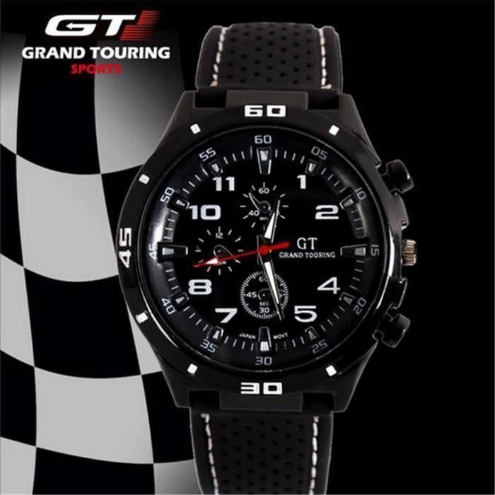 GT 54 GRAND TOURING Silicone Band Quartz Analog Sport Watch BLANC NOIR MTFBF