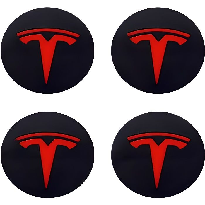 4pcs Logo Tesla Model S Model X Model 3 56mm Centre De Roue Cache Moyeu Jante Emblème Noir Rouge jantes Insigne