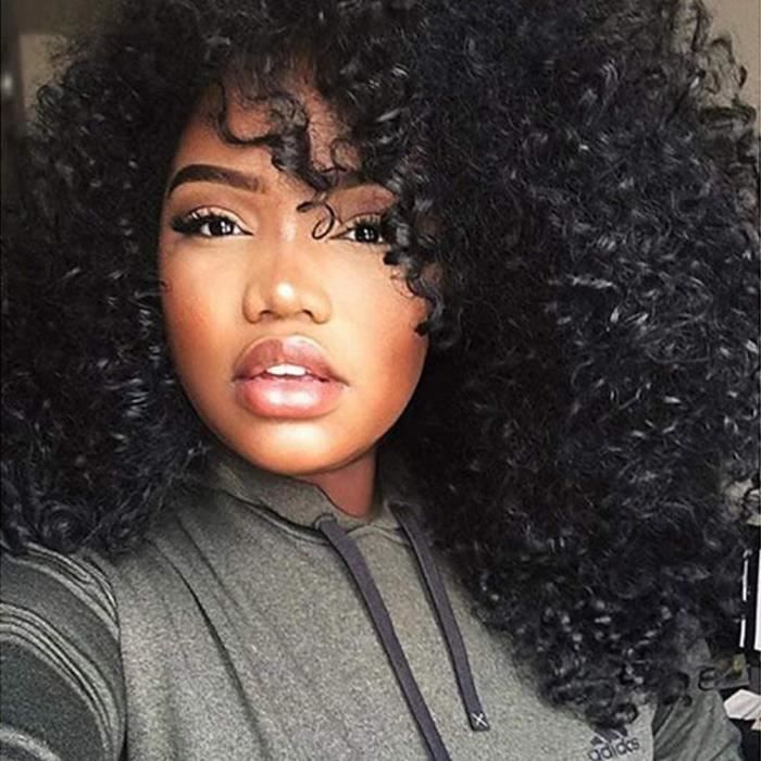 PERRUQUE Cheveux humains sans colle Full Lace Full Lace Wig style breacutesilien cheveux creacutepus boucleacutes perruque 130 d455