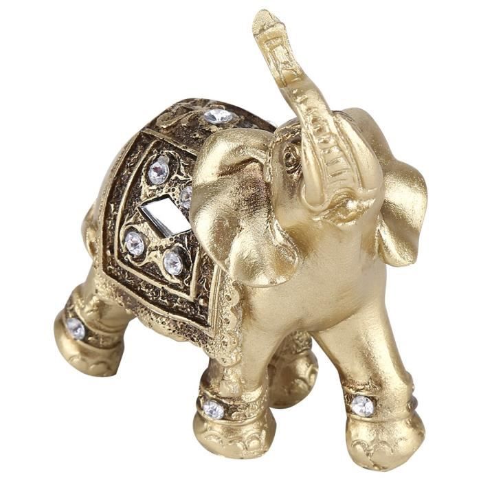 Sonew ornement d'éléphant Or Couleur Élégant Éléphant Statue Ornement Figurine Décor De Bureau À Domicile Cadeau (S)