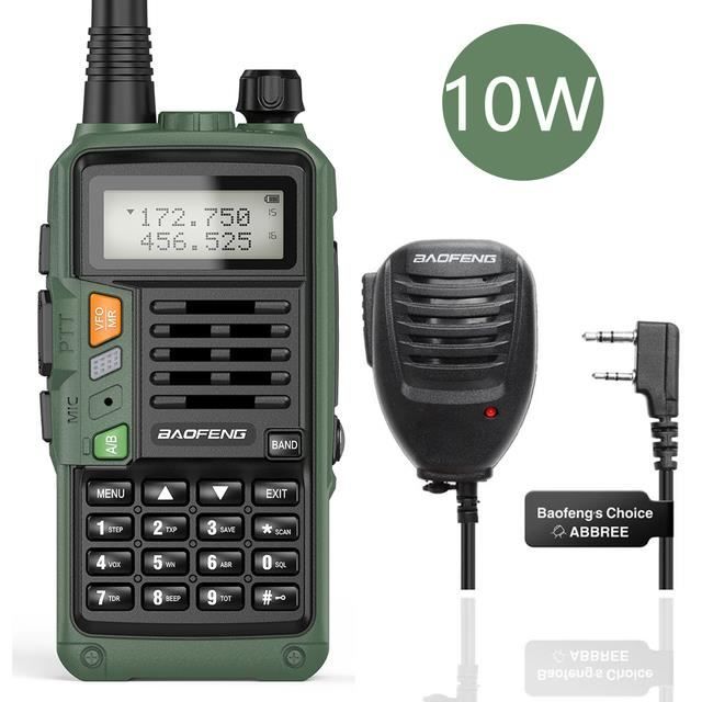 10W-mic walkie-talkie Portable UV-S9 PLUS 10W, Radio bidirectionnelle haute puissance, longue portée de 50km, VHF/UHF, CB Ham, pour