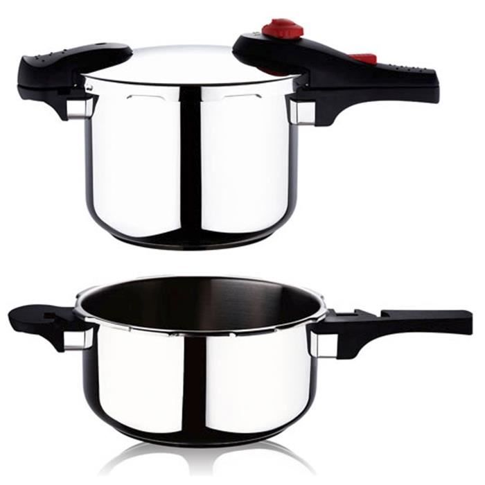 Bergner Gothia - Autocuiseurs acier inoxydable toujours manipuler avec le froid et couvercle 4+6l