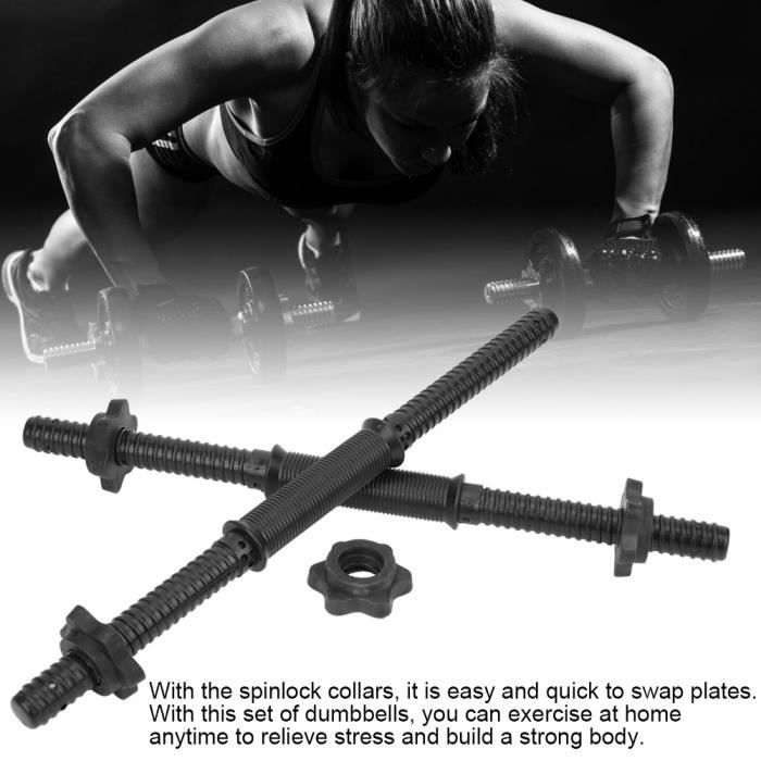 DUOKON Barres d'haltères pour entraînement de cou Poids levage standard Poignées réglables avec 4 Collier Spinlock, 45x2,4 cm