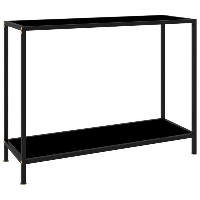 FAS Table console Noir 100x35x75 cm Verre trempé-N°1494