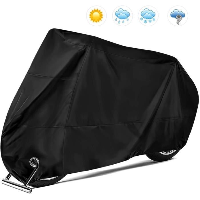Bâche Couverture Scooter Vélo Moto 200*90*100cm Housse de Protection Vélo Scooter Imperméable Exterieur Anti-UV Poussière Noir