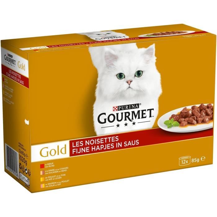 GOURMET Gold Les noisettes - Boîtes - Pour chat adulte - 12 x 85 g