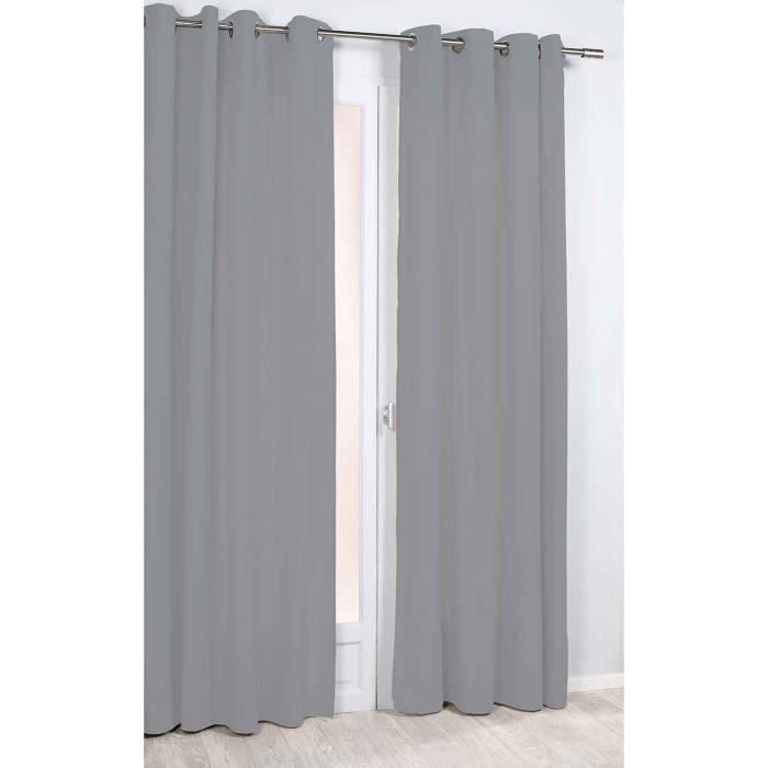 Rideau Phonique et Thermique Uni Gris 140 x 260 cm