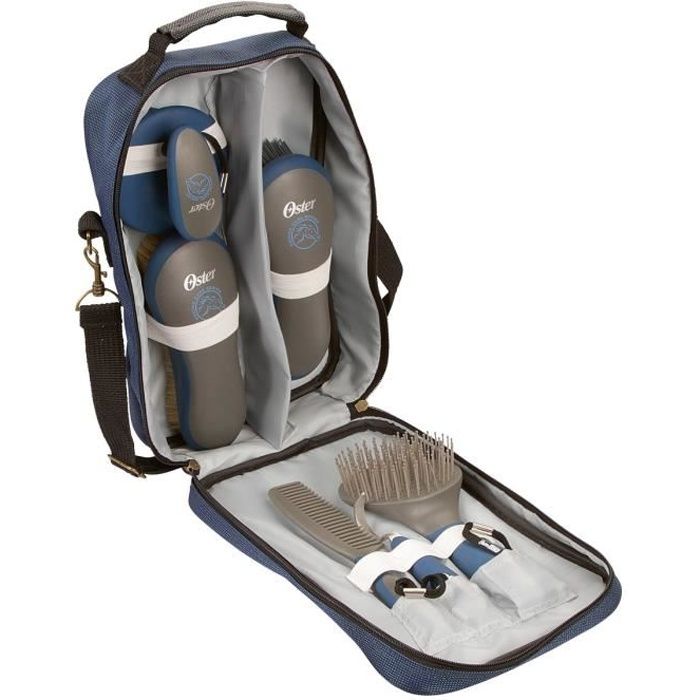 OSTER Kit de pansage 7 pièces - pour chevaux - Bleu