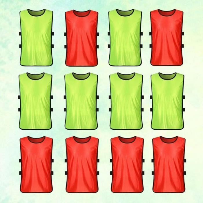 12 PCS Adulte Enfants Football Basket-Ball Formation Gilet Bébé Sport Jeu Team Mesh Vest Été Vêtements Taille-S (Fluorescent Vert