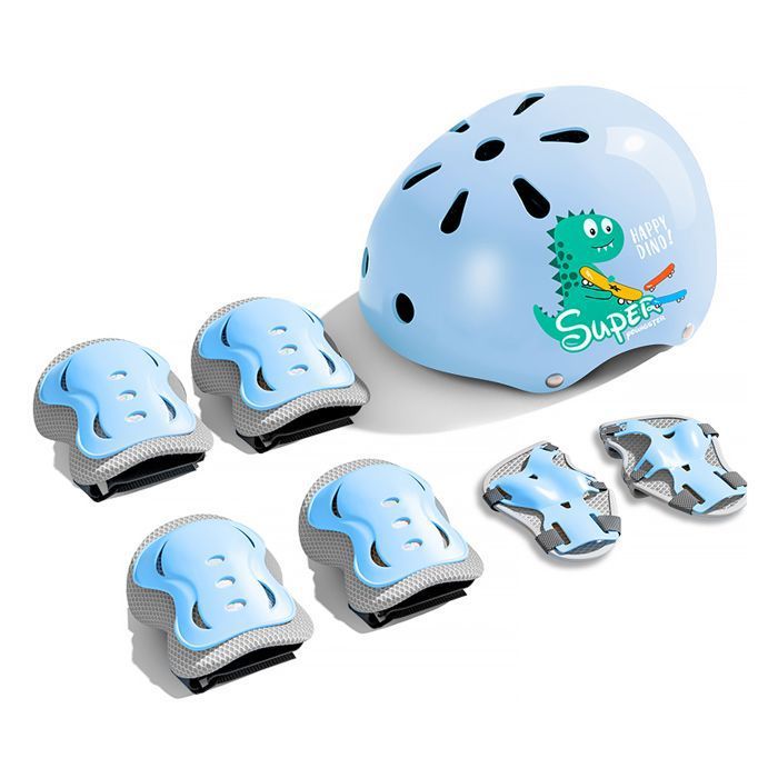 Casque de sport pour enfants WOZWE - Set de 7 pièces - Bleu - BMX