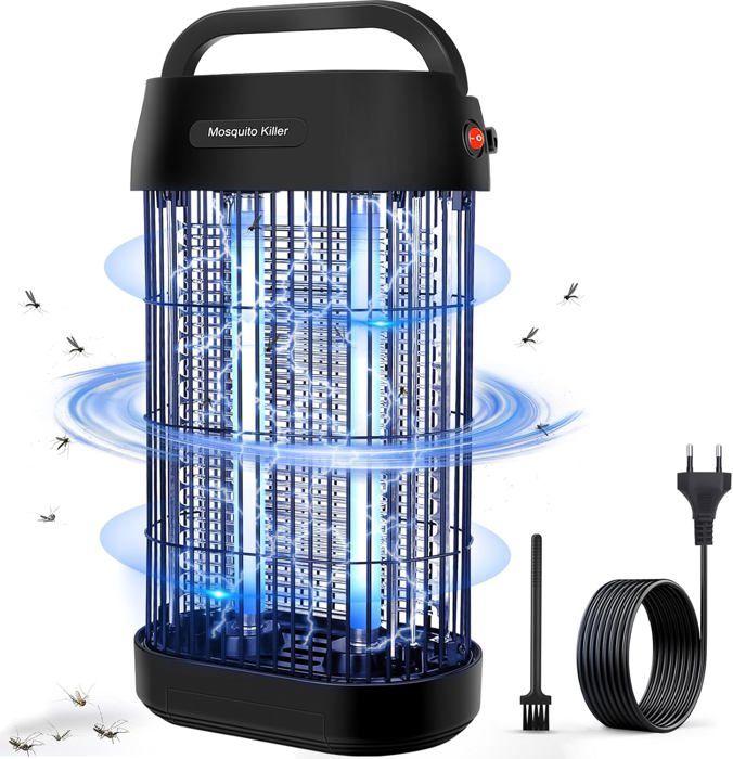 Lampe Anti-moustique UV Extérieur/intérieur – Portée 90m², Tueur électrique – Pour Jardin, Terrasse, Maison