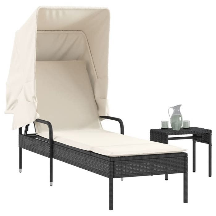 vidaXL chaise longue avec auvent résine