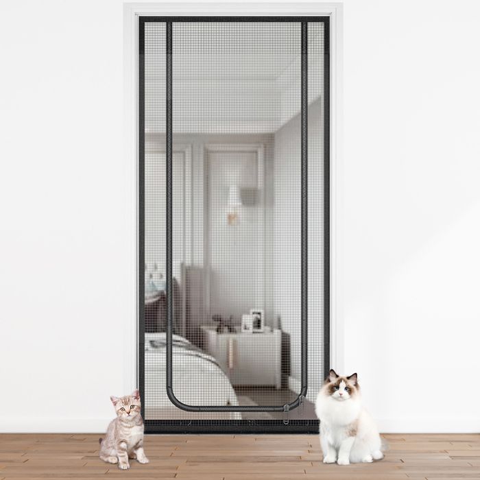 Comparer les prix de TTLIFE Grille de séparation pour porte pour chat, 90x200cm Pour salon, cuisine, chambre à coucher Avec fermeture éclair