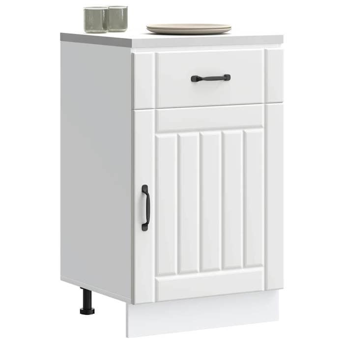 VidaXL Armoire De Plancher Cuisine Avec Tiroir Et 2 Étagères - Meuble Rangement 60x46x81.5 Cm Blanc - Aggloméré