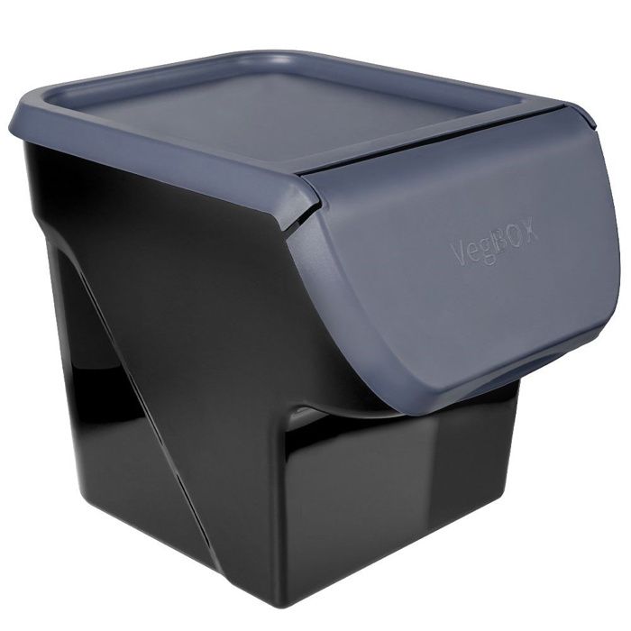 Conteneur à légumes et fruits - VILDE - 13L - 34x26x27 5 cm - Anthracite - Couvercle amovible - Empilable