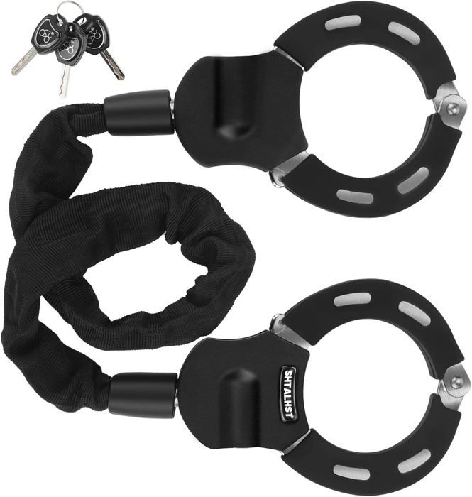 Chaîne Antivol Vélo Cadenas Velo avec 3 Clés et Couvercle Étanche, 90cm×9 mm Chaine Antivol