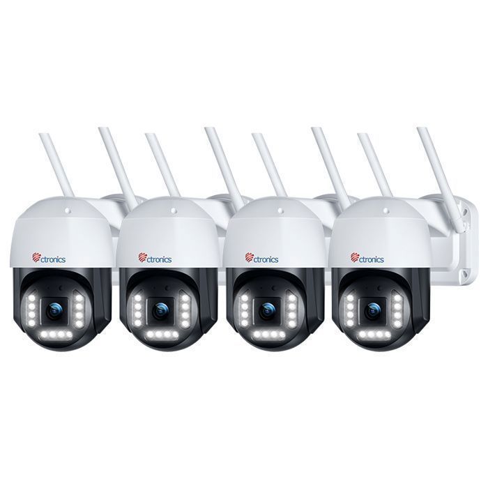 Lot de 4 Caméra Surveillance 4K 8MP Ctronics WiFi 245Ghz Détection HumaineVéhicule Suivi Auto Vision Nocturne Couleur