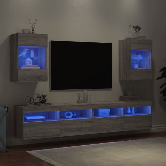 Bon plan Meubles TV muraux et lumières LED 2pcs sonoma gris 40x30x605cm - Pour salon Thome3746968