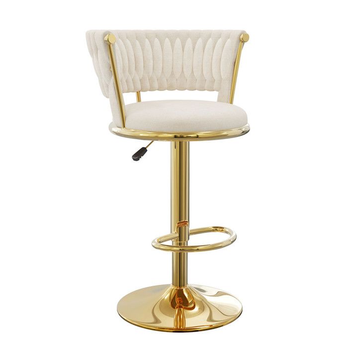Tabouret de Bar avec Dossier Tissé et Repose-Pieds - VIVOLILV - Tabouret de bar reglables en hauteur 59-80 cm Velours - Or