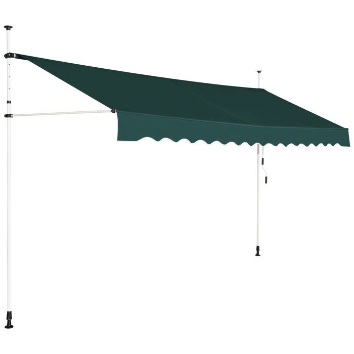 GOPLUS Store Banne Manuel Rétractable en Alu Auvent Banne de Balcon sans Percage Hauteur Réglable 2-3M (395X12M Vert)