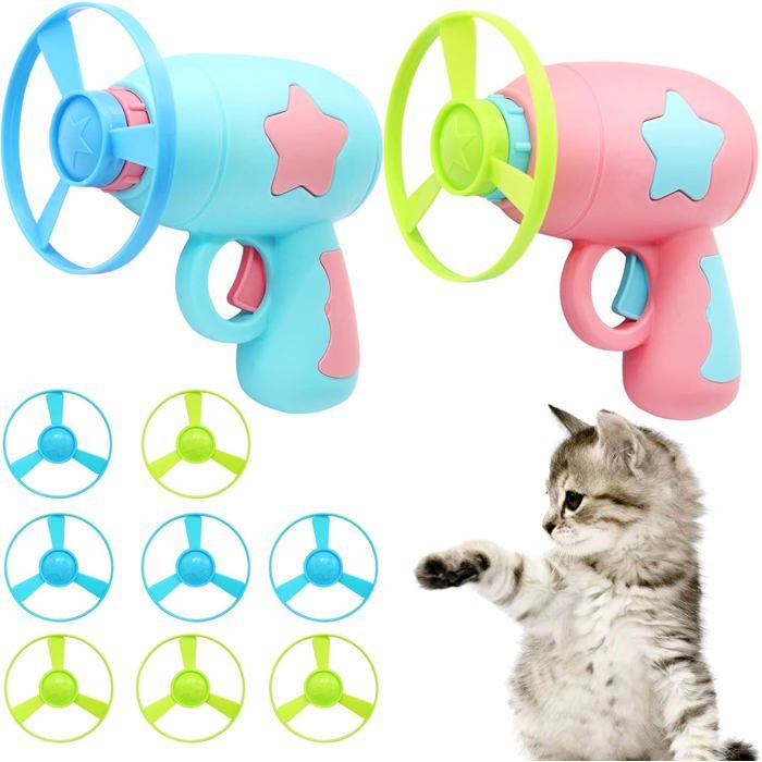 Meilleurs prix pour ®RisingFF 2 lanceurs de disques 8 disques jouet interactif dintérieur pour chats et chiens à chasser et faire de lexercice