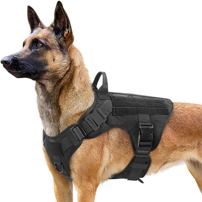 Comparer les prix de Harnais Tactiques pour Chien  Gilets à Anneaux pour Chiens de Travail Militaires Harnais dentraînement sans Tension L