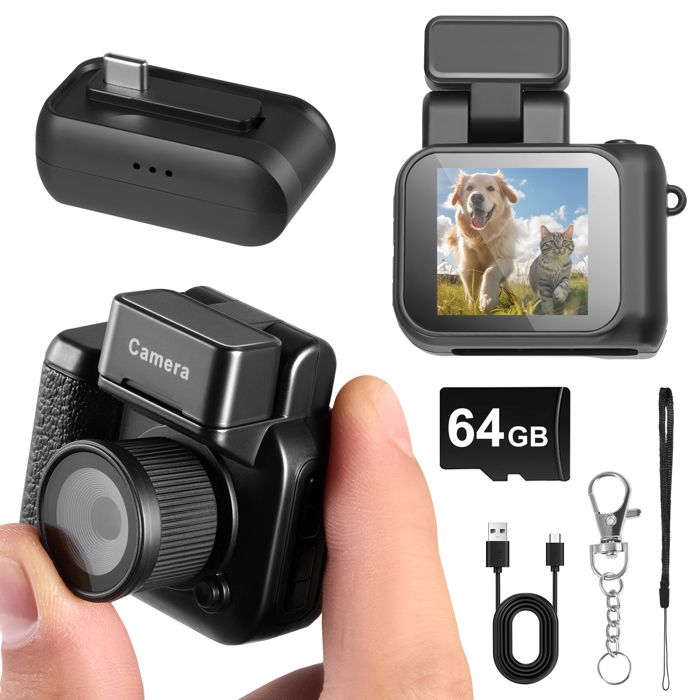 CHUZHAO Appareil Photo Numérique Vintage – Style TLR, 12MP, Vidéo 1080p, Horodatage, Carte 16Go Incluse (Rouge) Mini Caméra Rétro USB-C