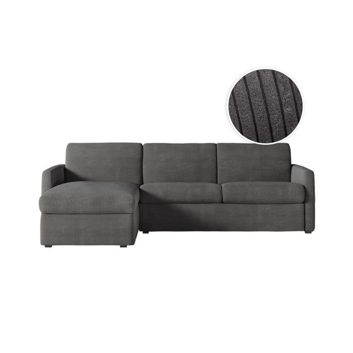 Canapé dangle convertible express 4 places AGATHE couchage quotidien 140x190cm en velours côtelé gris foncé - Matelas 13cm Canapé dangle convertible express 4 places AGATHE couchage quotidien 140x190cm en velours côtelé gris foncé - Matelas 13cm