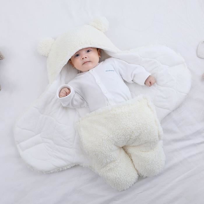 Sac De Couchage Emmaillotage Bébé 0-5 Mois - 100% Coton Bio Avec Capuche - Couverture Swaddle Réglable - Pour Nouveau-nés - 10